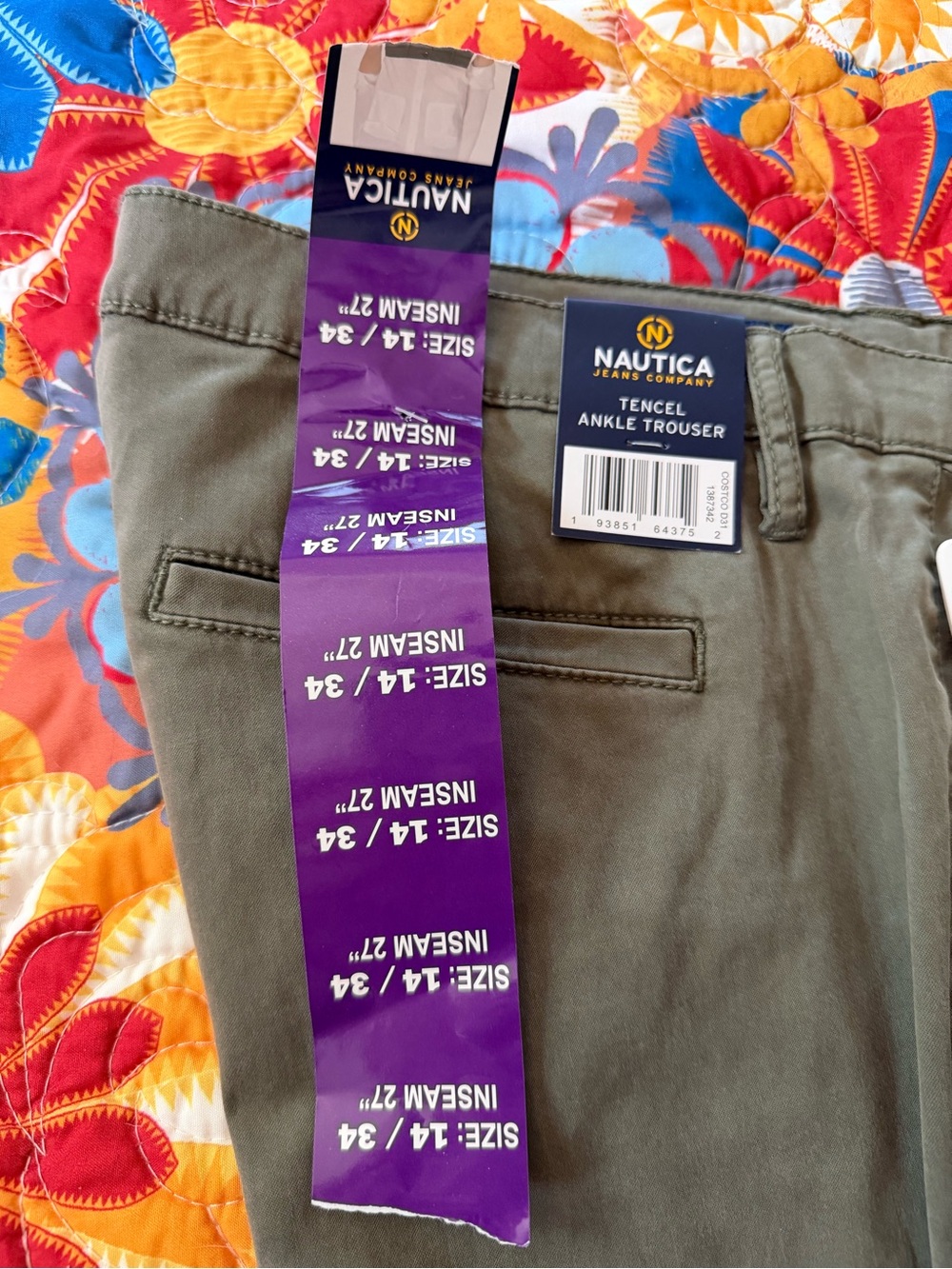 Nautica Olive Tencel Ankle Trousers - Men's